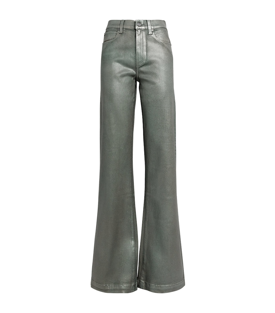 PAIGE Coated Leenah Straight Jeans Mystcl Grn Luxe Ctng