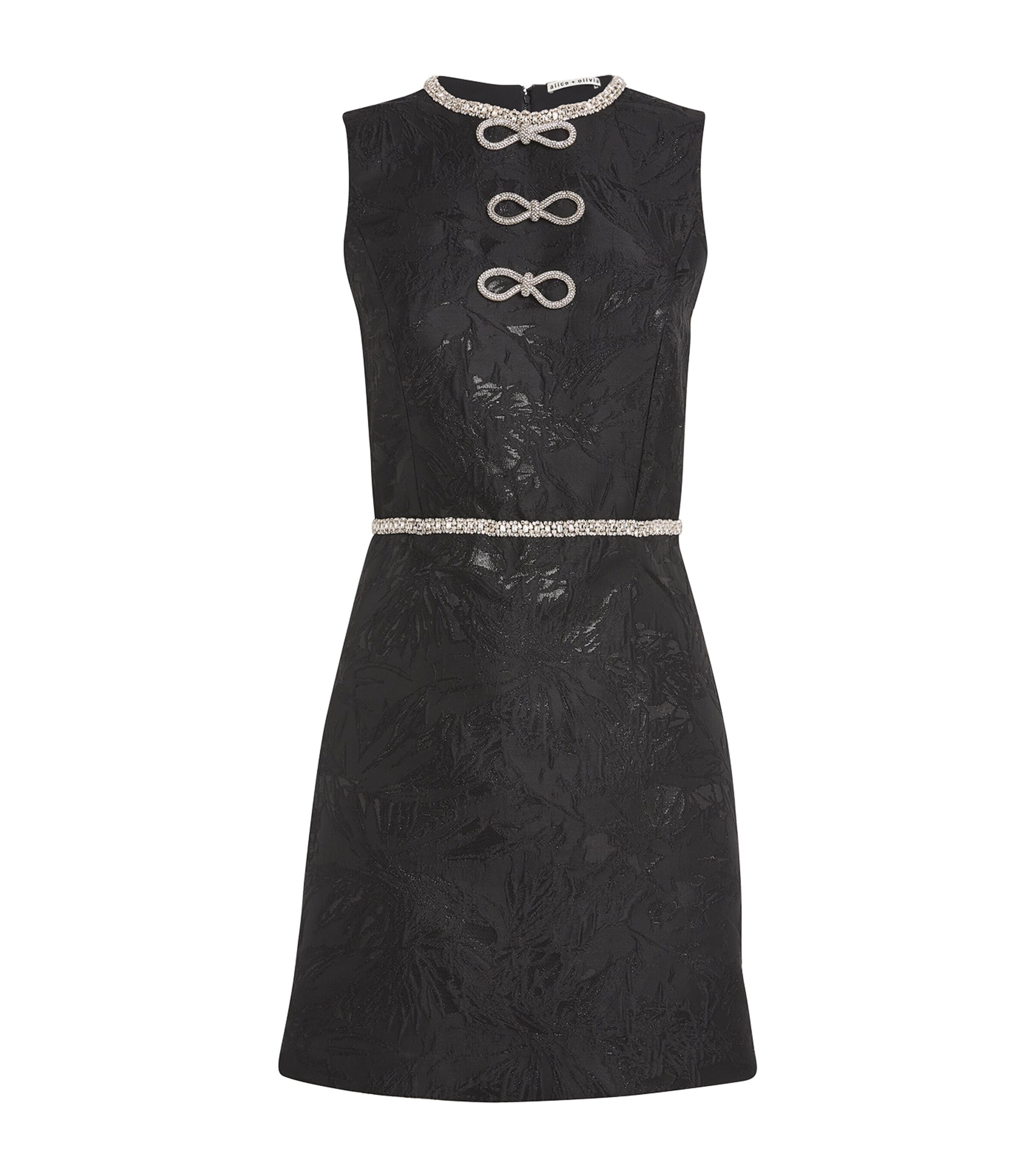 Alice+Olivia Embellished Ellis Mini Dress Black