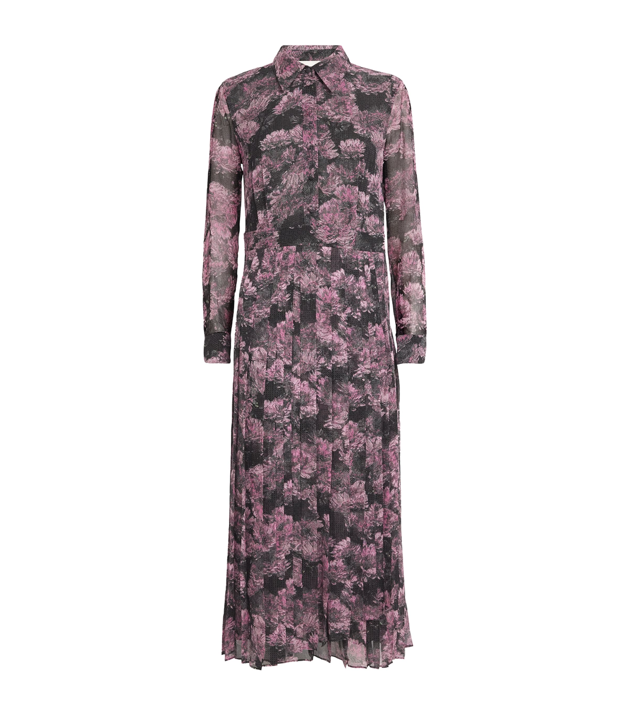 Tory Burch Silk Printed Midi Dress Pink Pixel Floral