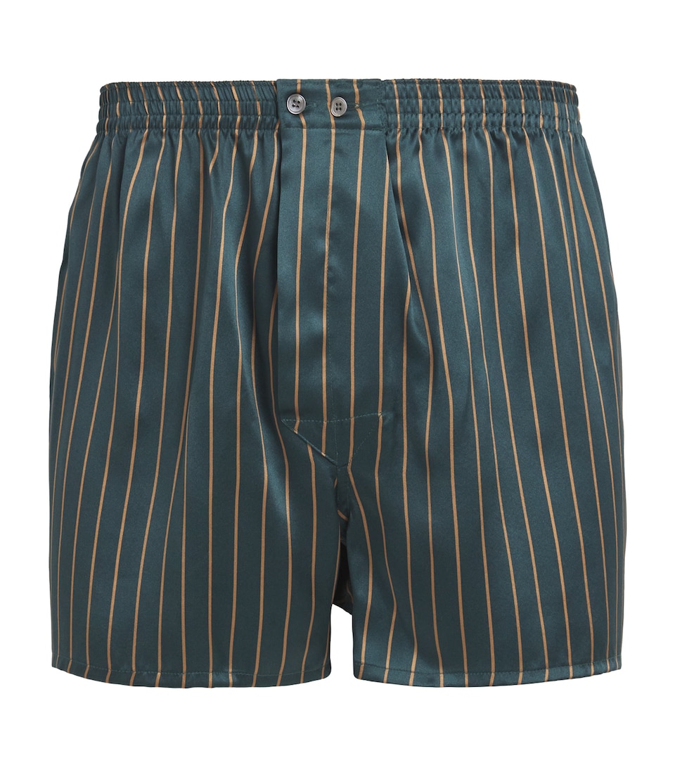 Derek Rose Silk Brindisi Boxer Shorts Green