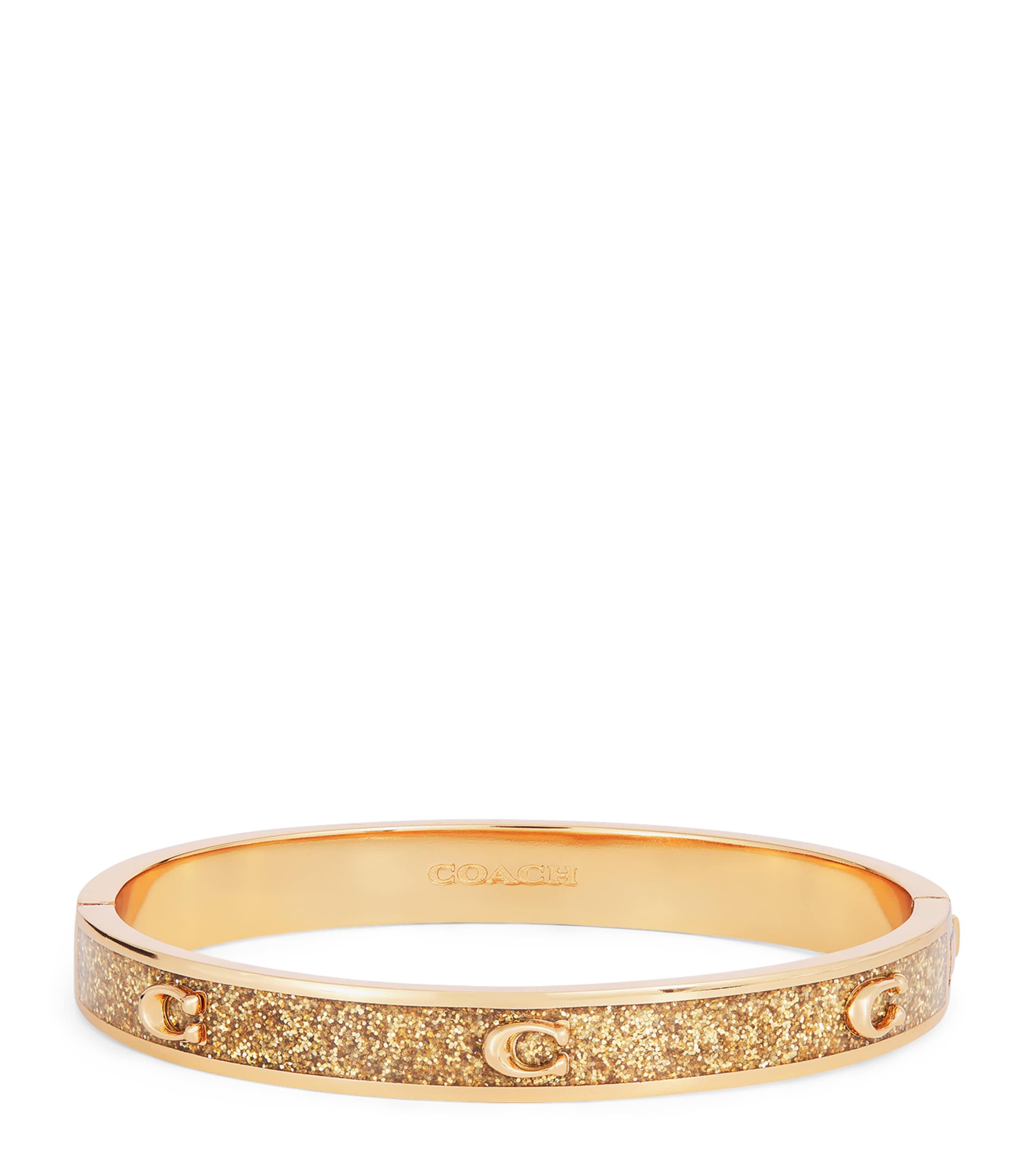 Coach Enamel Single Monogram Hinge Bangle Gold Image 1