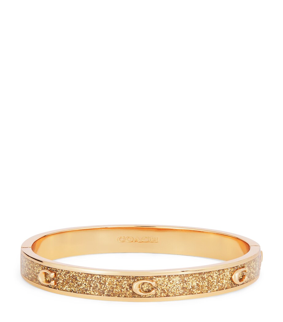 Coach Enamel Single Monogram Hinge Bangle Gold Image 1