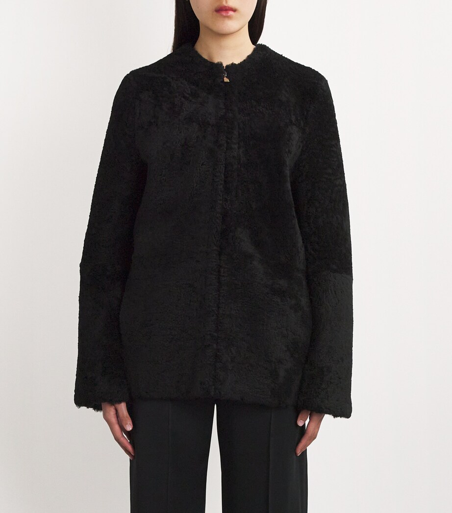 Totême Shearling Teddy Jacket Black Image 3