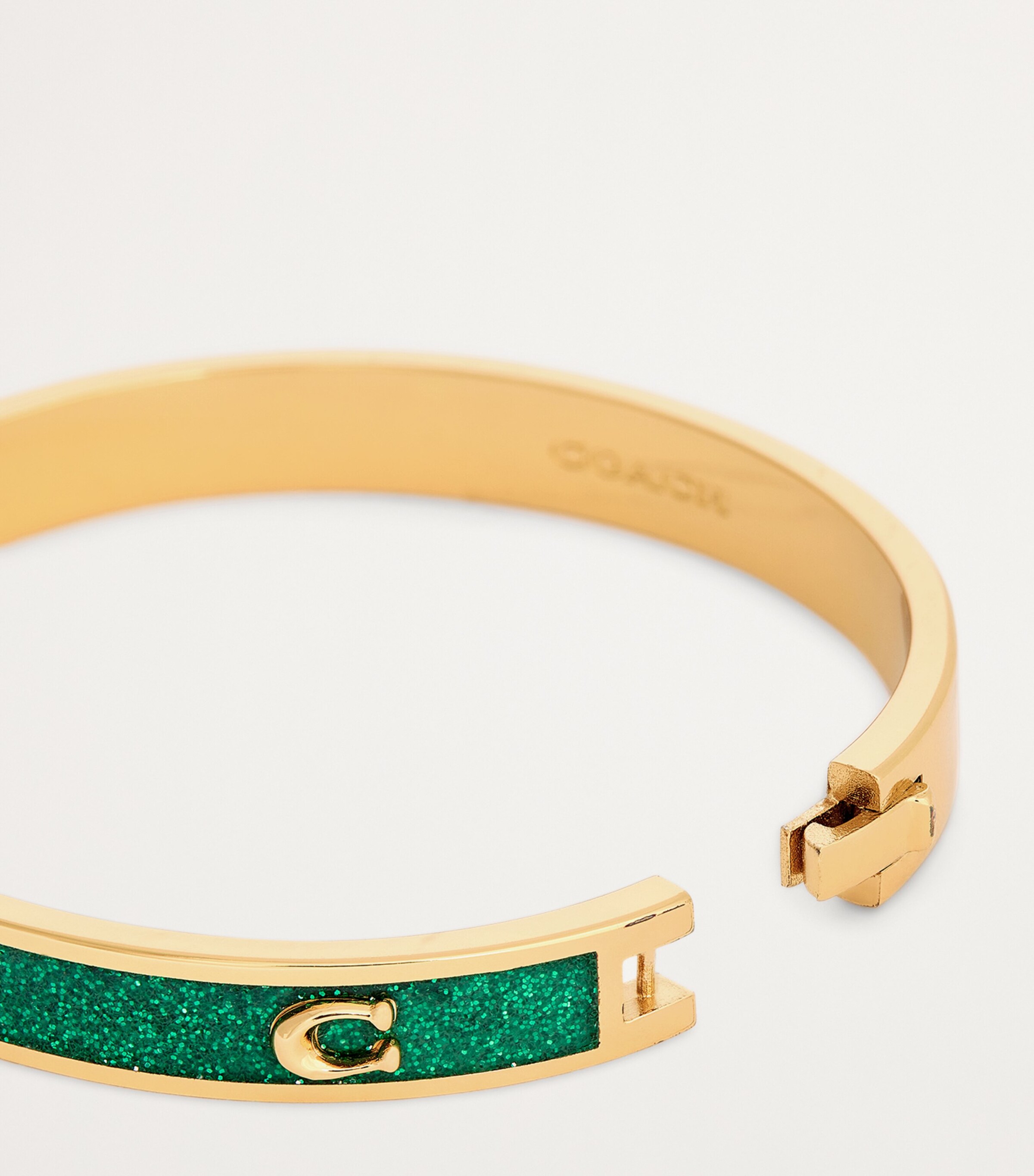 Coach Enamel Monogram Hinge Bangle Green Image 4