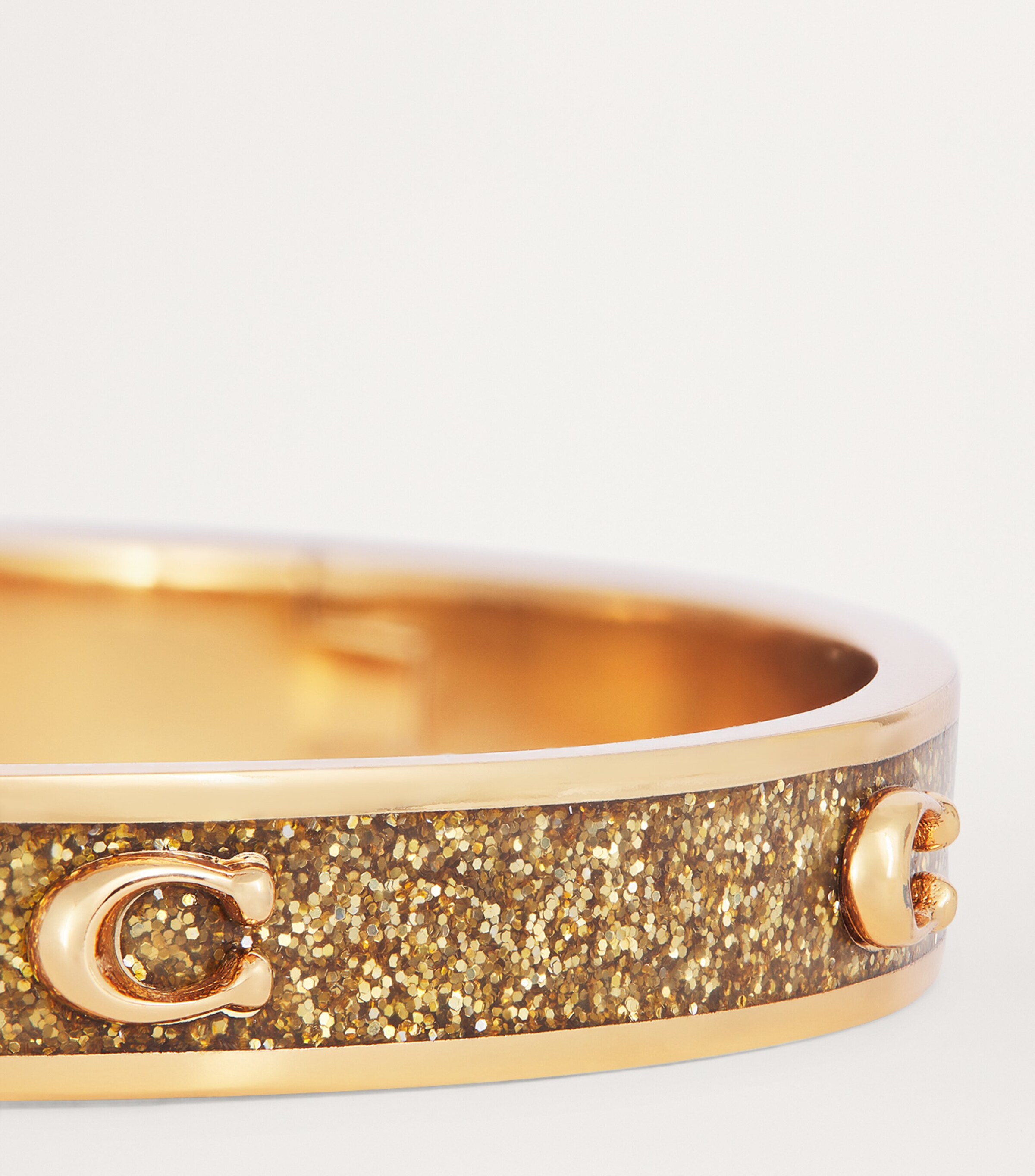 Coach Enamel Single Monogram Hinge Bangle Gold Image 4