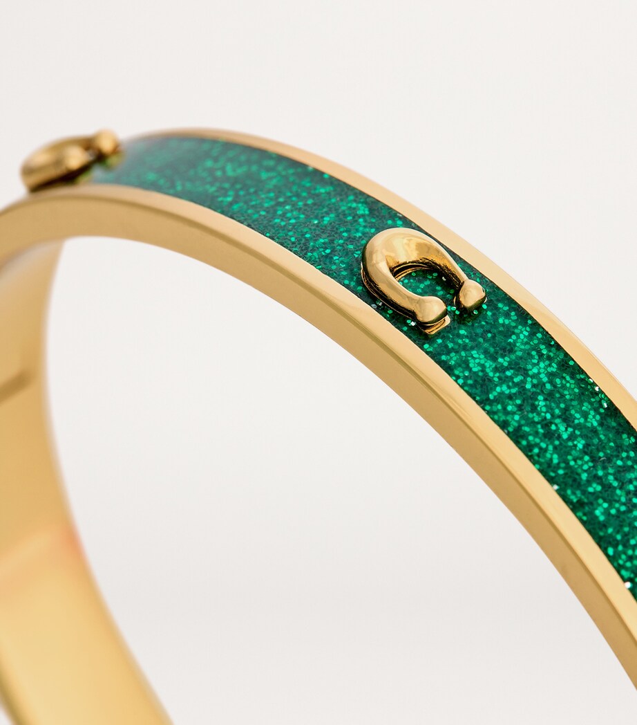 Coach Enamel Monogram Hinge Bangle Green Image 7