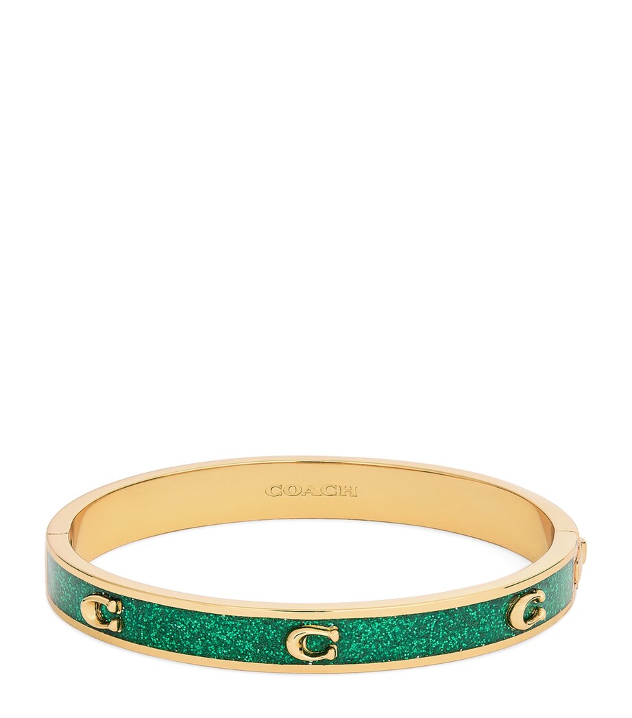 Coach Enamel Monogram Hinge Bangle Green Image 1